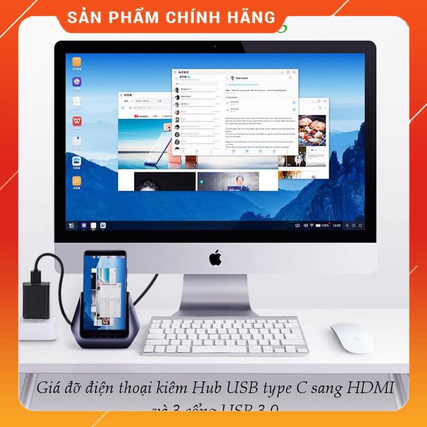 Hub USB-C đa năng mở rộng sang 3 cổng USB 3.0 &amp; cổng HDMI kiêm chức năng giá đỡ, cốc sạc 50515 dailyphukien