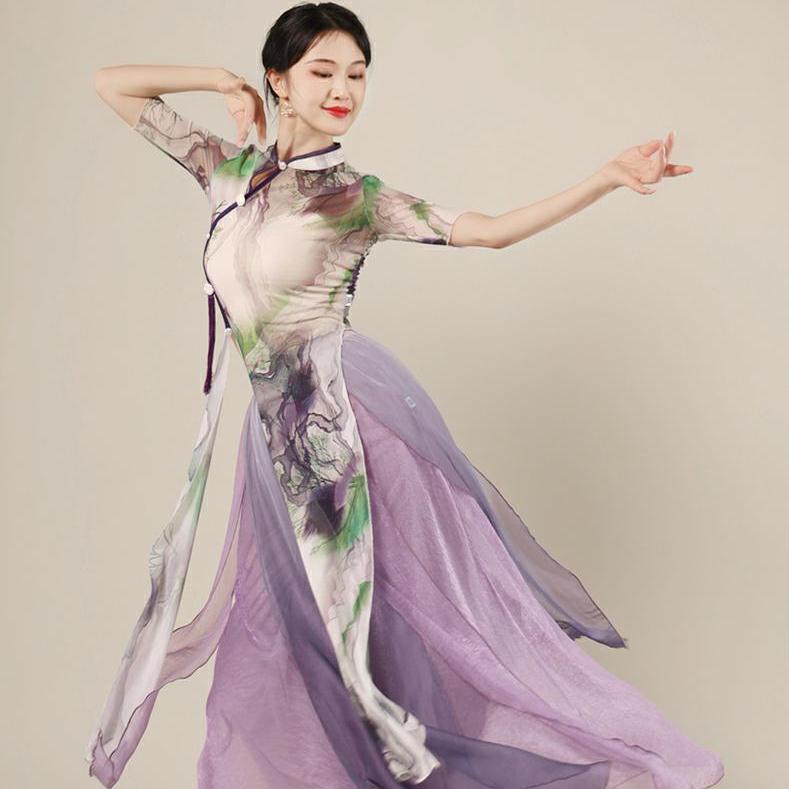 Trang Phục Sườn Xám Biểu Diễn Múa Truyền Thống Trung Hoa Dành Cho Nữ
