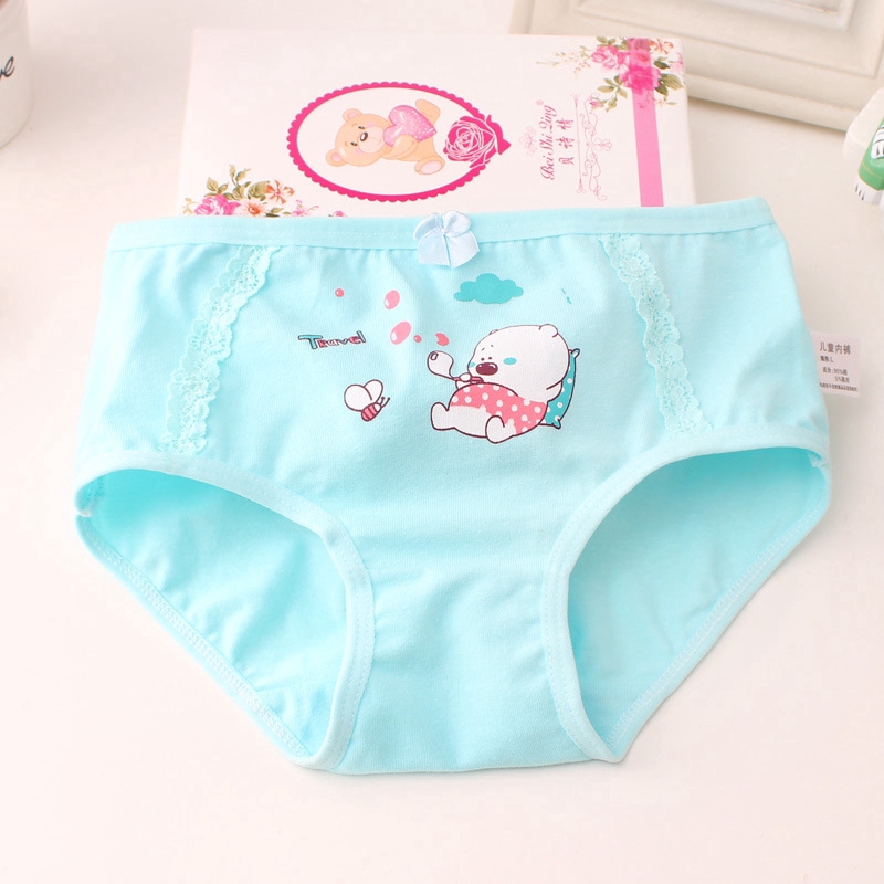 Bộ 3 Quần Lót Cotton Đính Hoa Cho Bé Gái