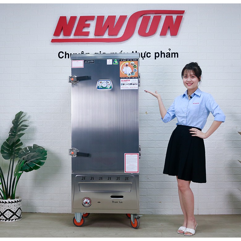 Tủ Nấu Cơm 36 Kg Gạo/ Mẻ Bằng Điện Gas 12 Khay Nhập Khẩu NEWSUN - Hàng Chính Hãng