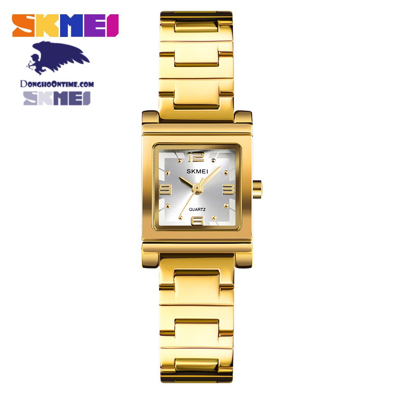 Đồng hồ nữ dây thép không gỉ Skmei OT1388G mặt vuông sang trọng (TẶNG BOX, PIN, VÀ VÒNG TAY)