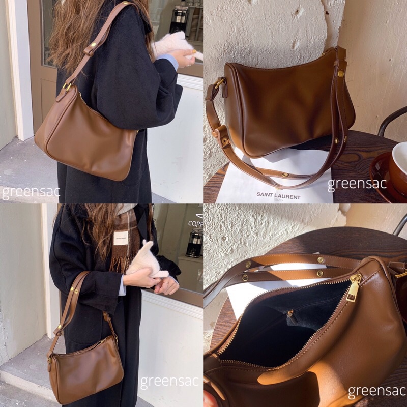 Túi Đeo Chéo, Đeo Vai Nữ Da PU Mềm Mịn Màu Nâu Phong Cách Vintage Mới - Mã T055