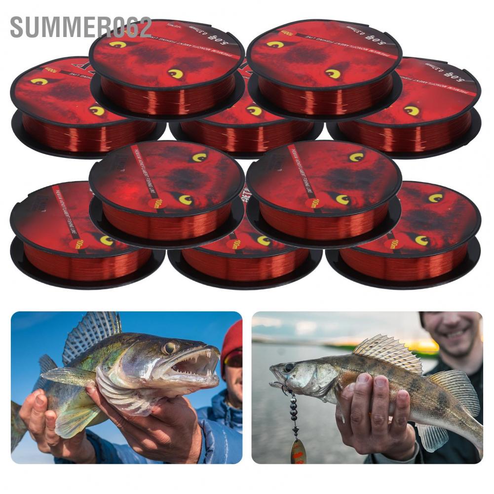 Summer062 5Pcs 100M Nylon Lure Bait Fishing Line Wearproof Strong Toughness Anti‑Bite Tackle Accessory