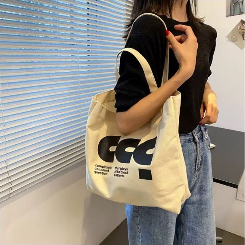 Túi tote , túi vải canvas đựng đồ size A4 có khóa miệng Hàn Quốc cao cấp ZIMI