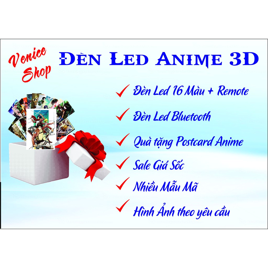 Đèn Ngủ Để Bàn Đèn LED 3D Hình Anime BJ Alex Công Tắc Cảm Ứng 16 Màu Có Remote Điều Khiển Veniceshop
