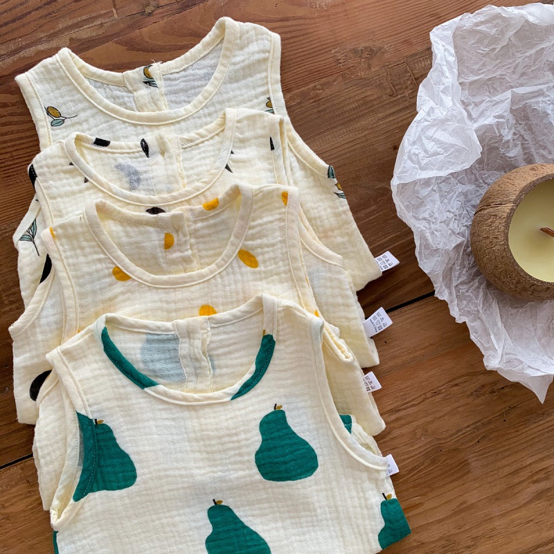 Bộ Áo Liền Quần Sát Nách Vải Mỏng In Họa Tiết Kiểu Hàn Quốc Thời Trang Mùa Hè Cho Bé Sơ