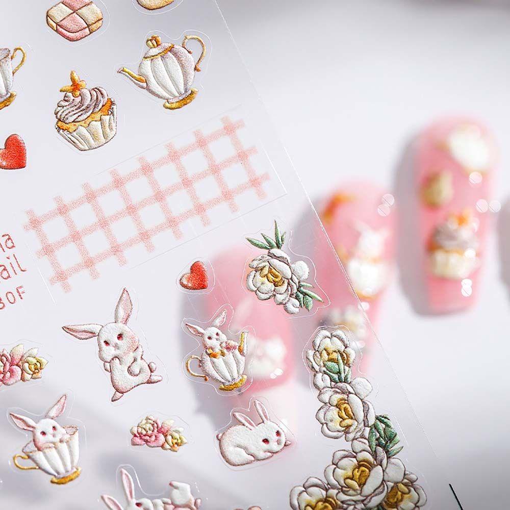 Miếng Dán Trang Trí Móng Tay Họa Tiết Hoa Hoạt Hình Xinh Xắn