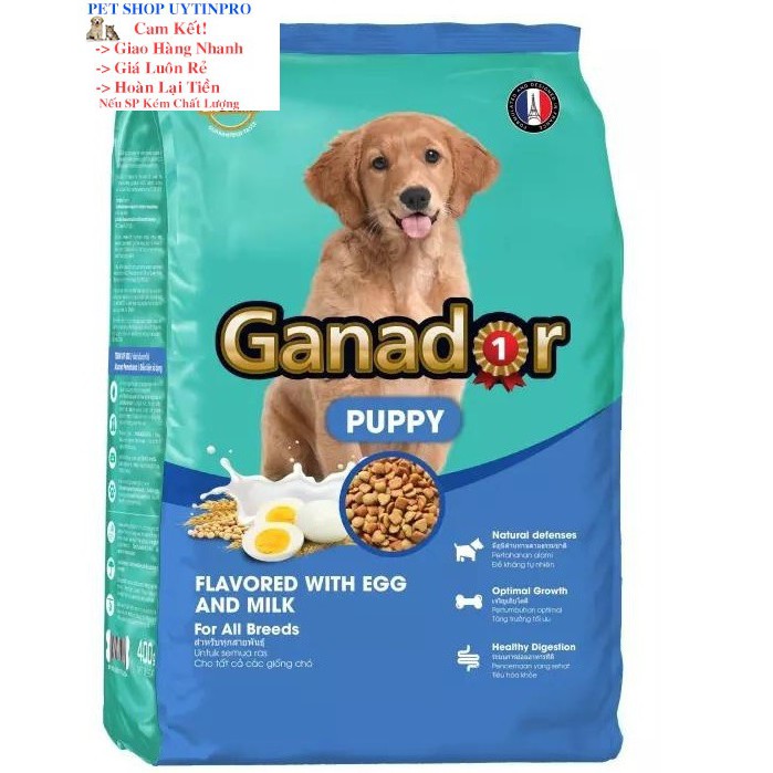 THỨC ĂN CHO CHÓ CON Ganador Puppy Dạng hạt Vị Trứng và Sữa Túi 400g Thương hiệu từ Pháp