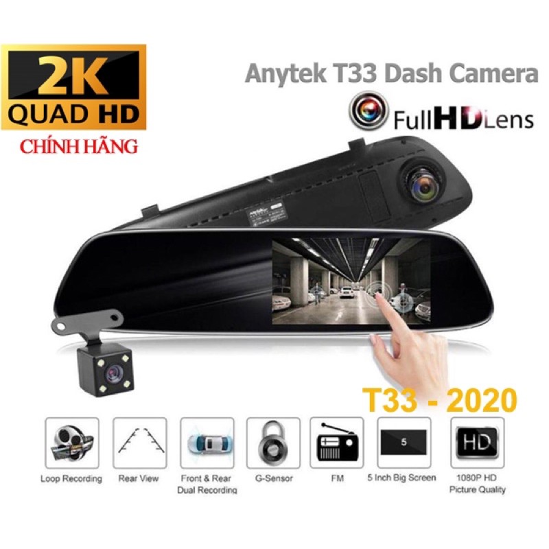 Camera hành trình gương Anytek T33 Full HD | BigBuy360 - bigbuy360.vn