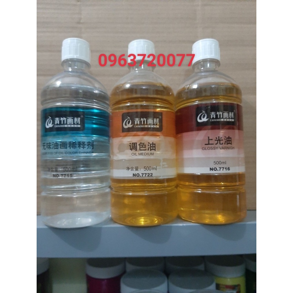 Dầu Lanh và Dầu Thông, phủ bóng tranh sơn dầu Chinjoo loại 500ml