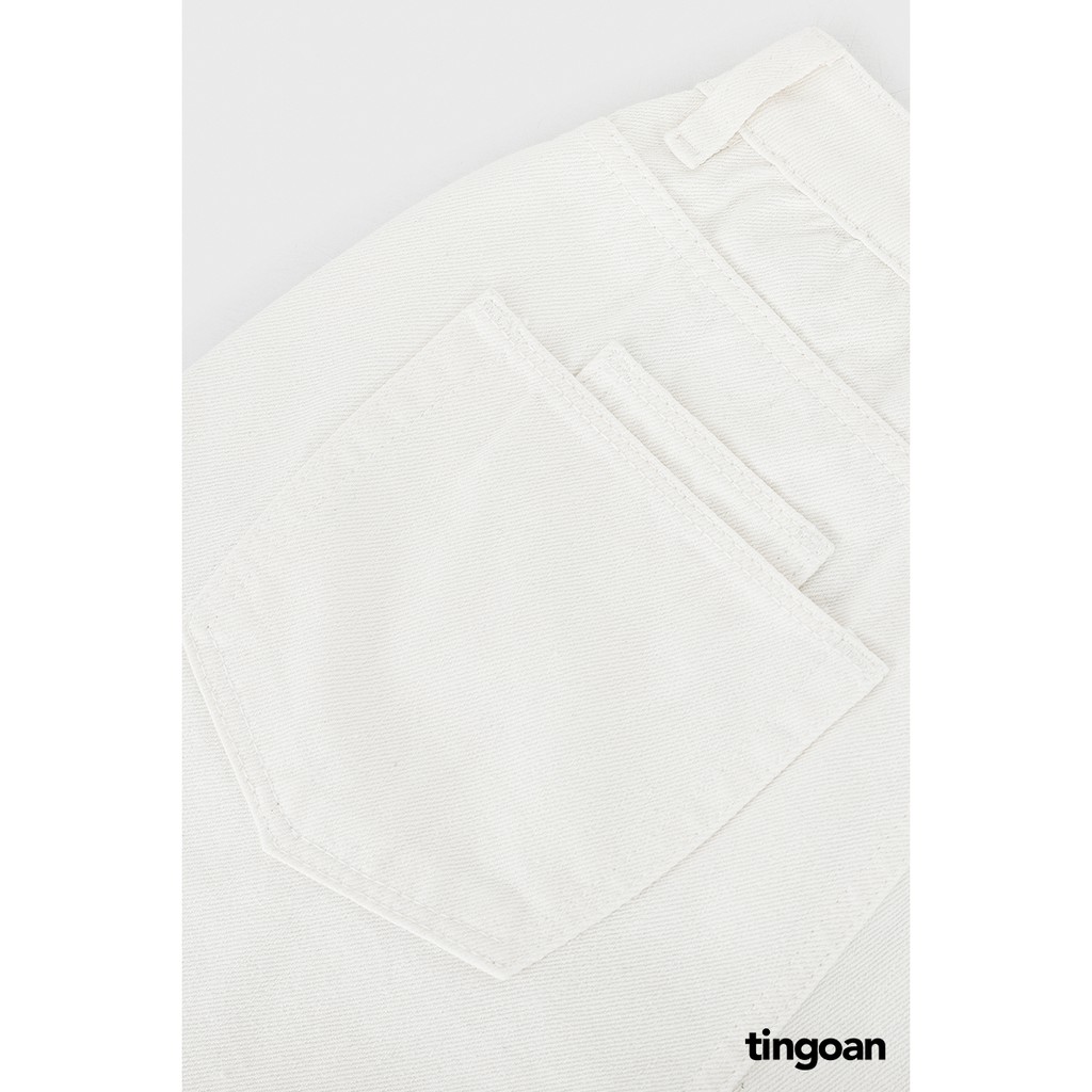 Quần bò dài cạp cao ống xuông rộng trắng nhạt DUA LIPA JEANS/WH