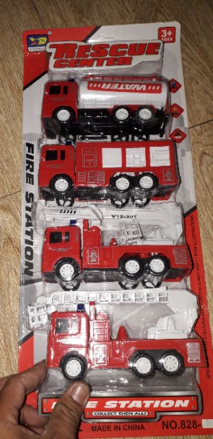 Sét 4 chiếc xe công trình hoặc 4 xe cứu hỏa bằng nhựa chạy chớn