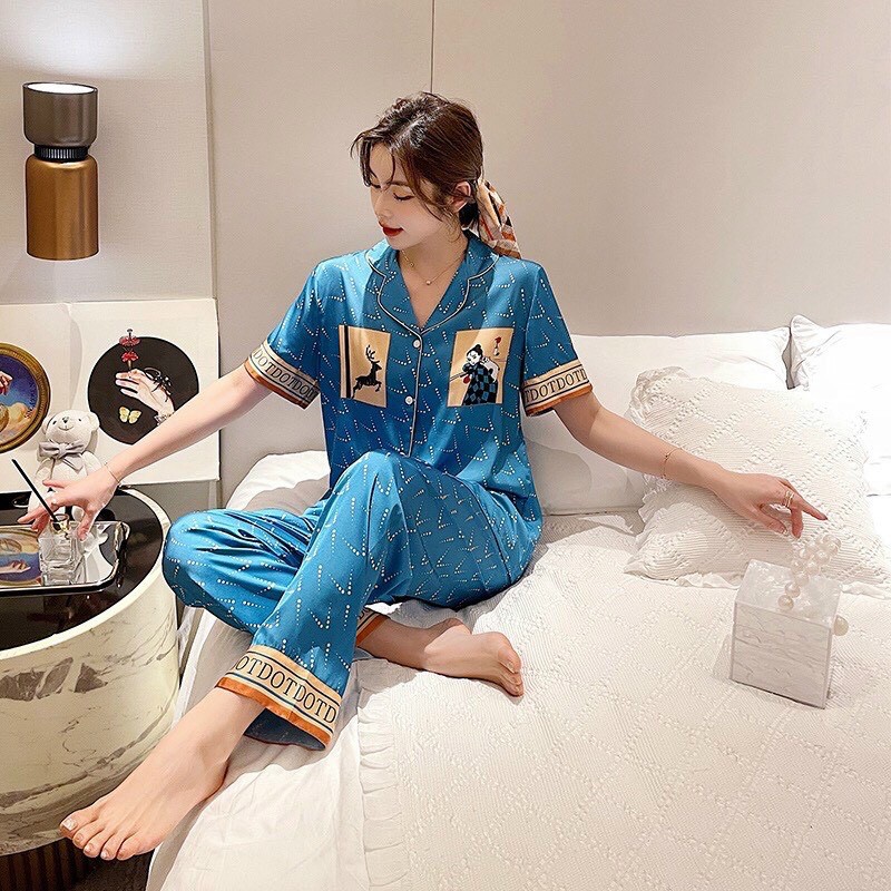 set ngủ piama chất liệu satin cao cấp nhập QC P004