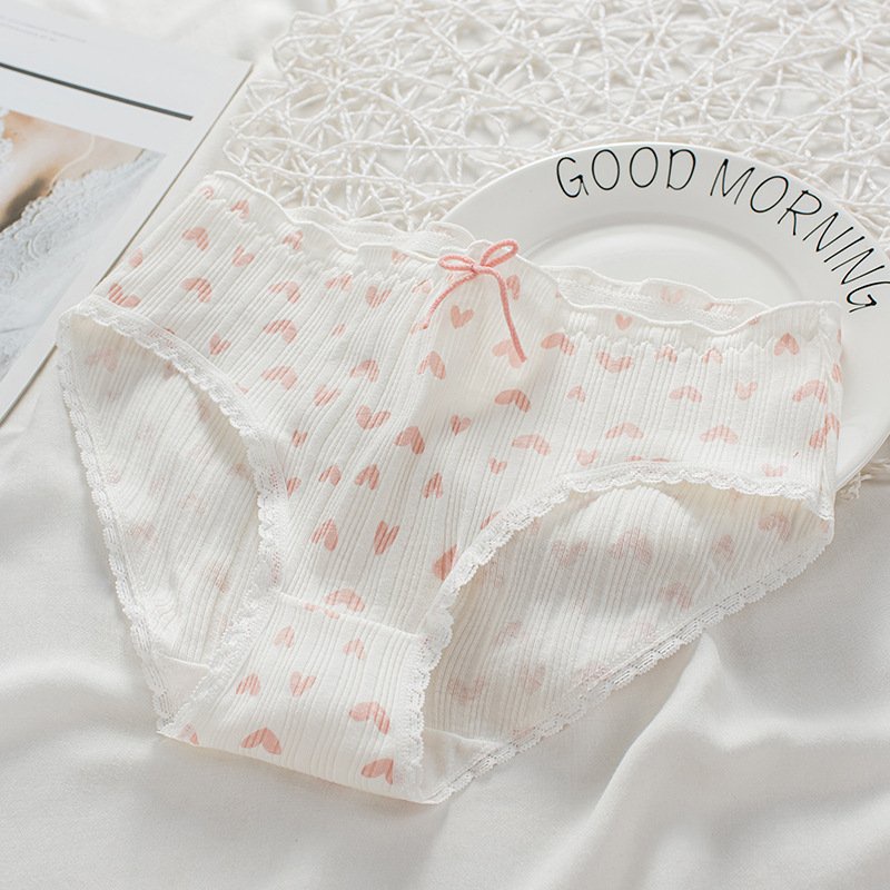 Quần lót học sinh nữ vải cotton tăm cạp nhỏ họa tiết dễ thương thích hợp cho học sinh cấp 2, cấp 3