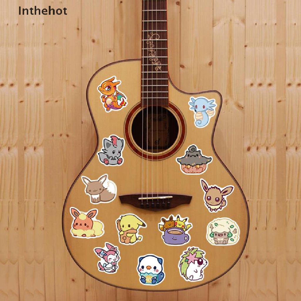 Bộ 50 Miếng Dán Trang Trí laptop Hình Pokemon Pikachu Dễ Thương