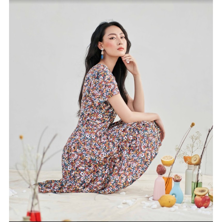 Đầm đuôi cá nối tầng hoa sặc sỡ 1VA1102 ADORE DRESS | BigBuy360 - bigbuy360.vn