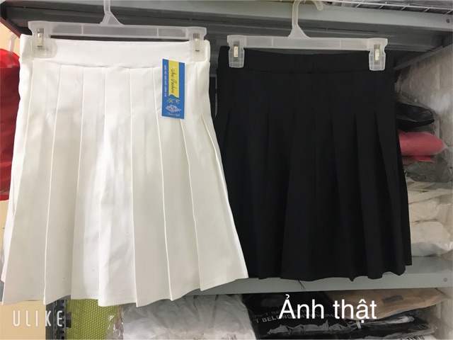 Chân váy tennis cạp chun ( đen + trắng)