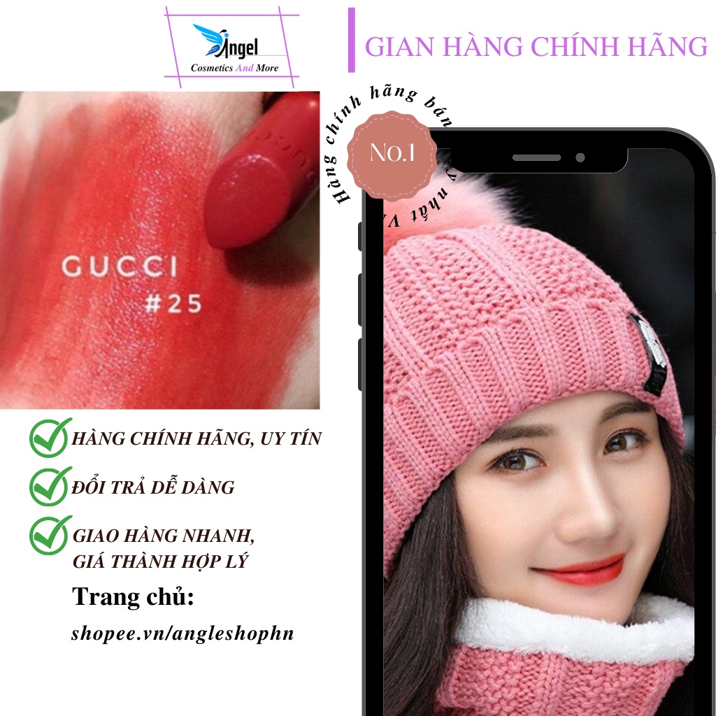 Son minisze  Gucci Rouge À Lèvres Voile Vỏ Hoa mini 1.3g bền màu không trôi siêu phẩm dành cho mọi lứa tuổi