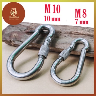Móc Khóa Leo Núi , Dã Ngoại , Treo Võng Inox 304 Nguyên bản Chịu Lực 350kg loại Tốt loại 10mm và  7mm