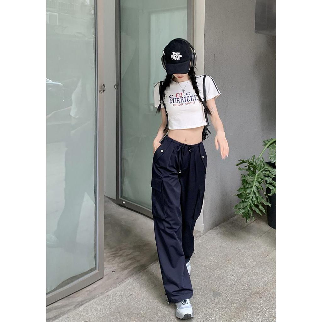 Set Áo Thun Tay Ngắn + Quần Dài Ống Đứng Phong Cách Retro Thời Trang 63312