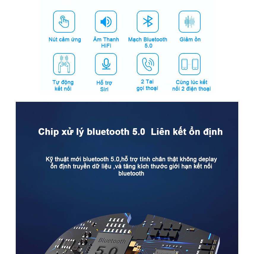 Tai nghe bluetooth không dây V8 5.0 tai nghe bluetooth độc lập âm thanh bass 3 tần đeo tai chạy bộ tiện lợi tai nghe blu