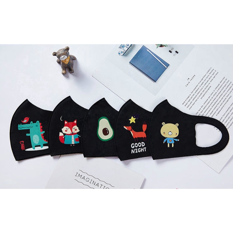 Khẩu trang vải cotton họa tiết hoạt hình 3d có thể giặt sạch cho trẻ em