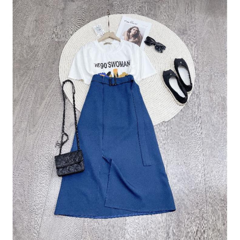 [ 𝐅𝐑𝐄𝐄 𝐒𝐇𝐈𝐏 ] SET ÁO HOẠT HÌNH WOMEN MIX CHÂN VÁY XẺ XANH DÀI