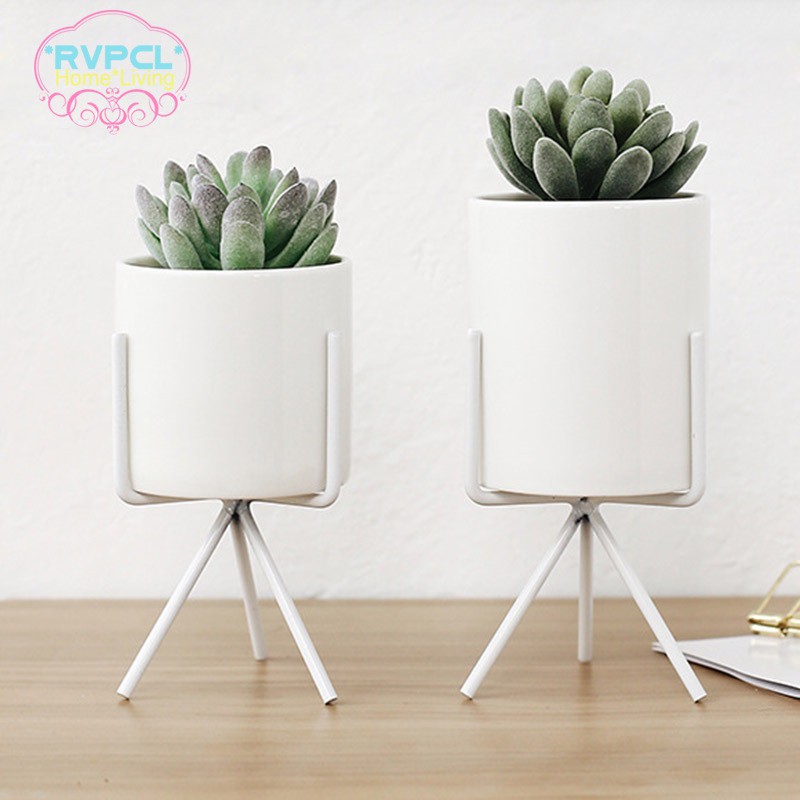 Chậu Hoa Bằng Gốm Sứ Màu Trắng Phong Cách Bắc Âu