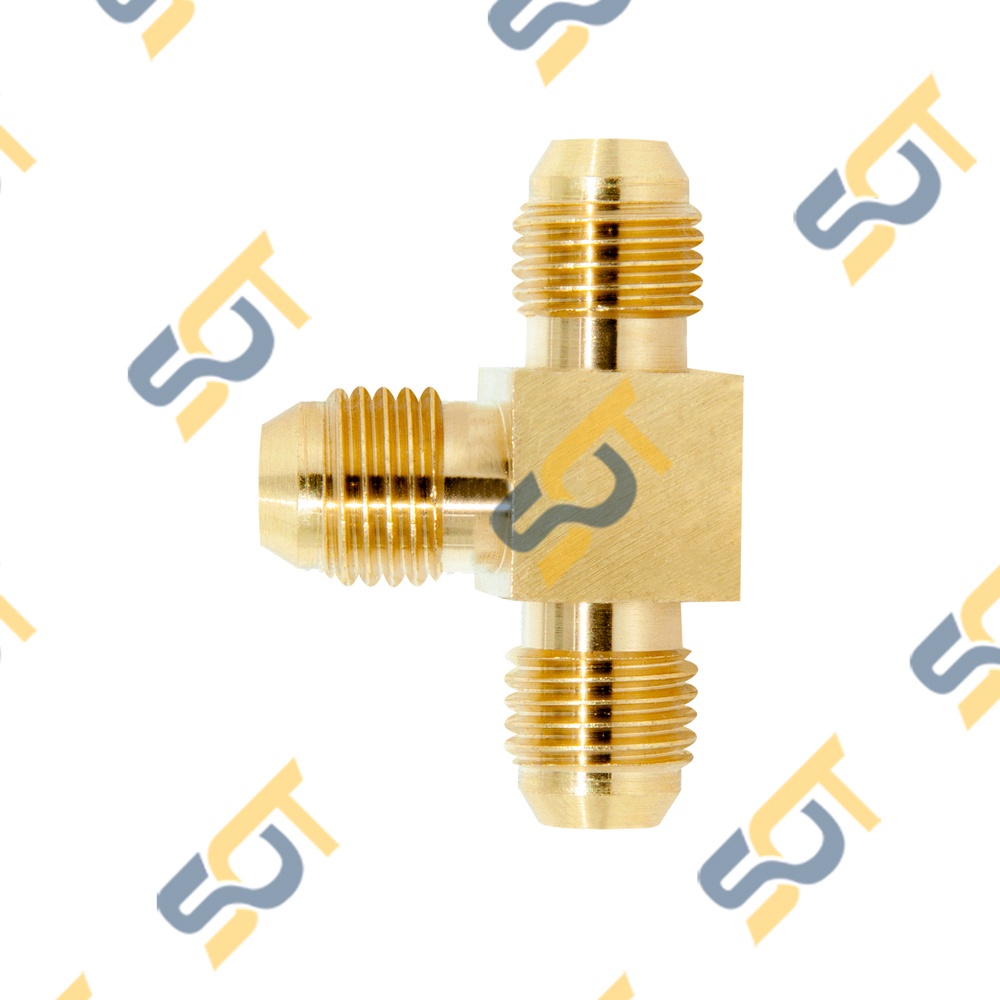 [HÀN ỐNG ĐỒNG 12 16] Tê ba đầu ren côn lồi cho điện lạnh &amp; khí nén (Brass Flare Fitting Tee Triple) - Rắc co &amp; T Ren NPT