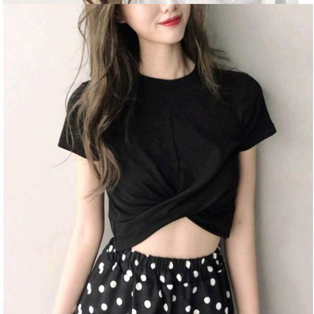 áo ngắn tay xoắn eo tôn dáng