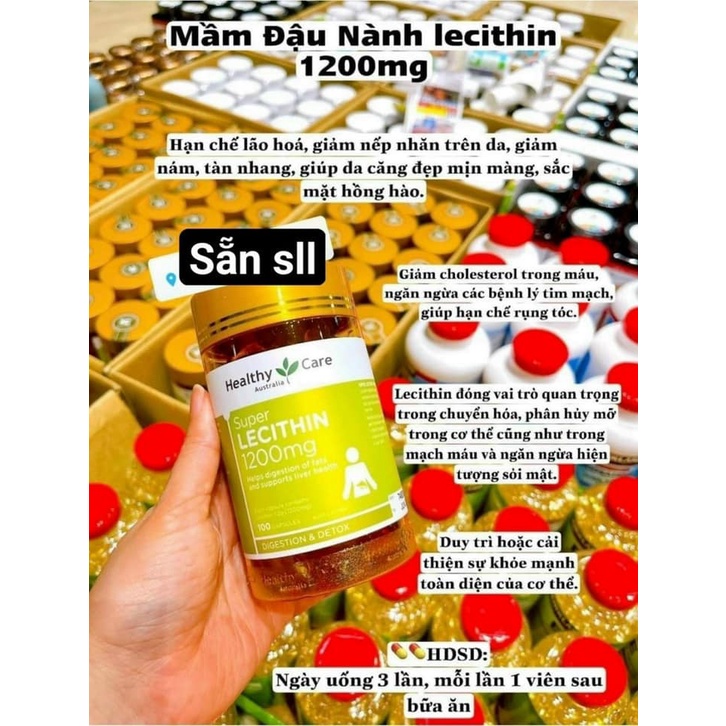 Tinh chất mầm đậu nành Super Lecithin Healthy Care 1200mg ÚC