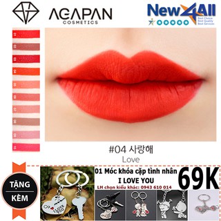 Son Agapan #4 Pit A Pat Matte Lipstick (Love) - Đỏ hồng nồng nàn, quý phái + Tặng móc khóa tình yêu I Love You