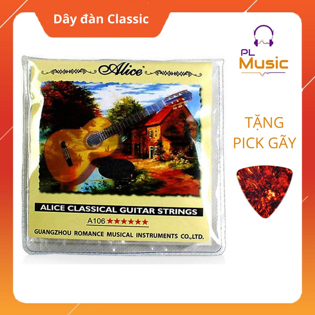 Dây Đàn Guitar Classic Alice A106 dây đàn nilon xịn chính hãng Alice (Tặng 1 pick gảy)