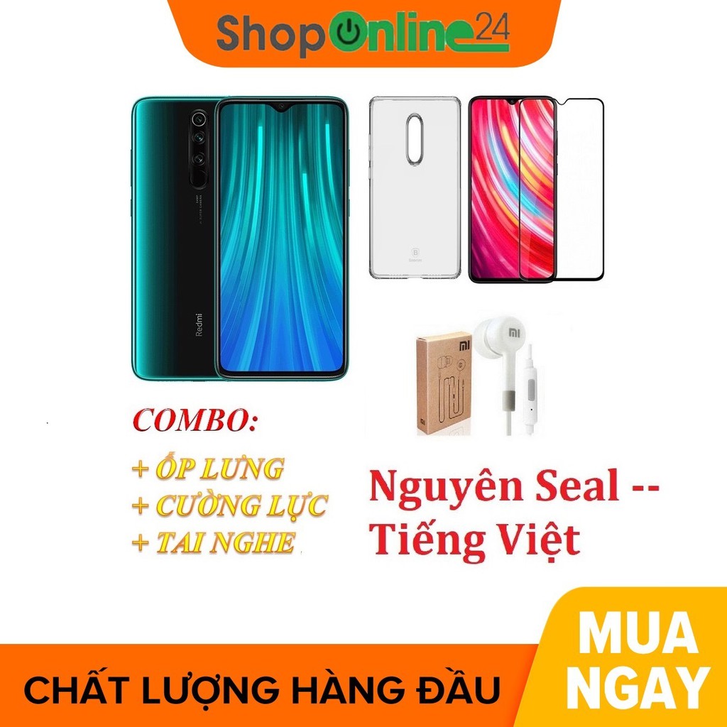 Điện thoại Xiaomi Redmi Note 8 Pro 6GB 128GB + Tai nghe + Cường lực + Ốp lưng- nhập khẩu | BigBuy360 - bigbuy360.vn