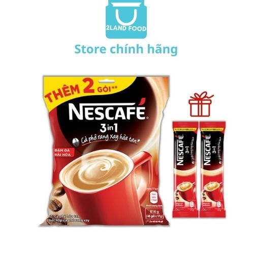 NESCAFÉ 3IN1 CAFE RANG SAY HÒA TAN ĐẬM ĐÀ - TÚI 816G (TÚI 46 GÓI x 17G) TẶNG 2 GÓI