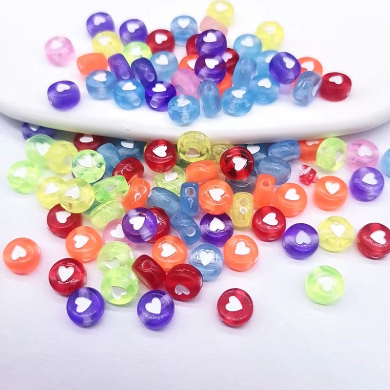 100 Hạt Xỏ Vòng Tay Hình Trái Tim 6MM