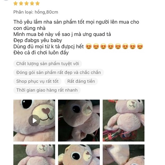 Gấu Bông - Thú Bông Thỏ Tai Rút Quà Tặng Cho Bé Có 2 Size 80Cm,1M