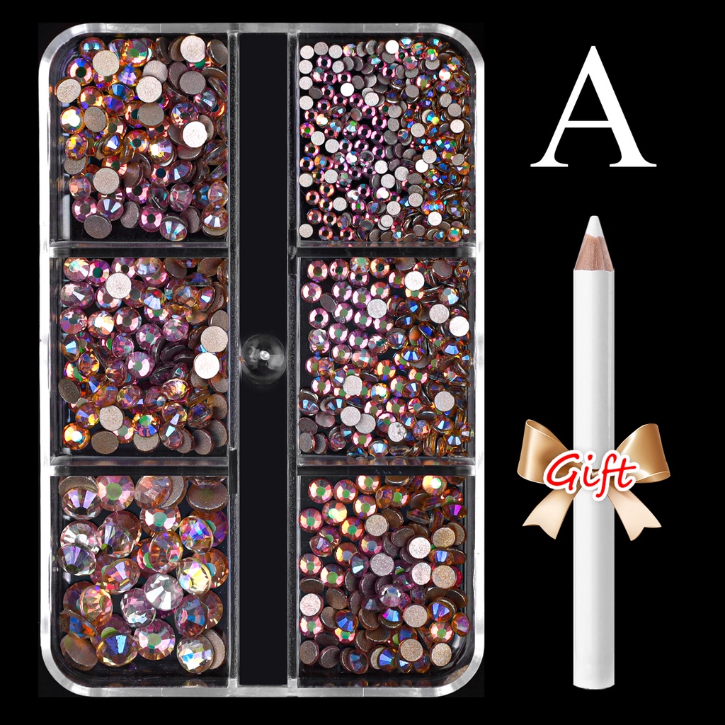 MONJA Hộp 1560 Hạt Đá 3D Lấp Lánh Trang Trí Móng Tay Nghệ Thuật