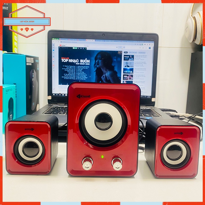 Loa Máy Tính KISONLI Để Bàn Có Dây LED RGB Dễ Thương Loa Vi Tính Nghe Nhạc Laptop Pc Mini Chính Hãng