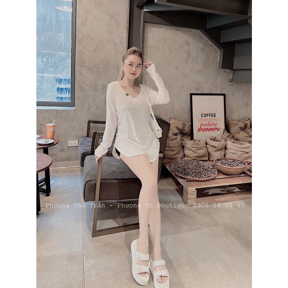 B587- ÁO PHÔNG GIẤY CỔ TIM DÀI TAY 3 MÀU