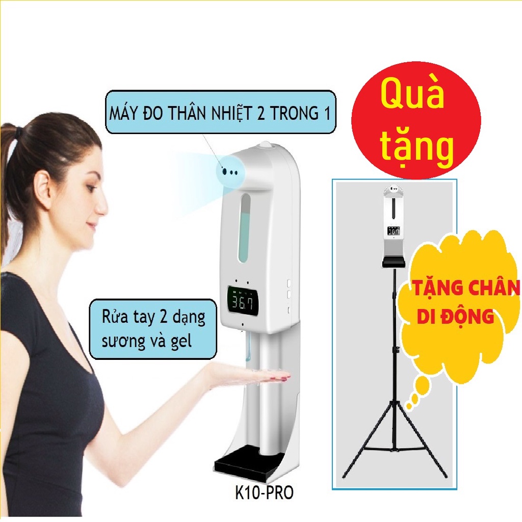 Máy đo thân nhiệt tự động 2 trong 1- Thiết bị đo nhiệt độ đa năng K10 Pro