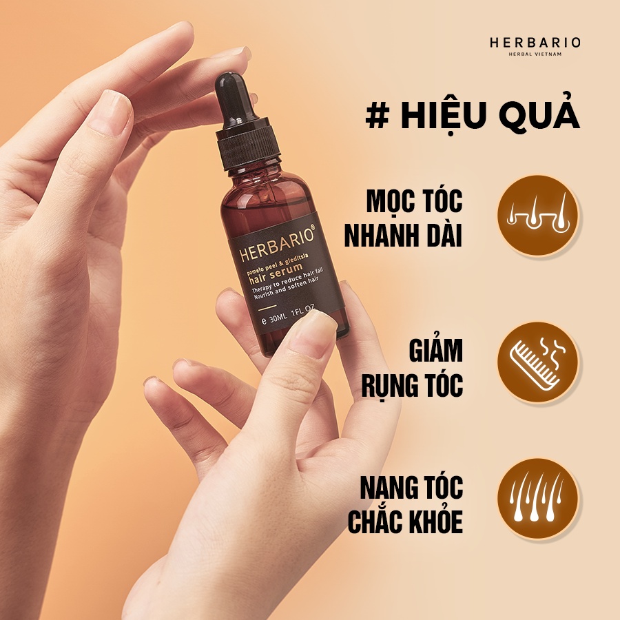 Bộ 2 chai xịt dưỡng tóc Herbario 100ml và 1 serum giúp mọc tóc vỏ bưởi, bồ kết Herbario 30ml