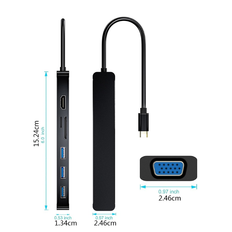 Bộ Chia Cổng USB Type C 4k VGA USB3.0 5Gbps