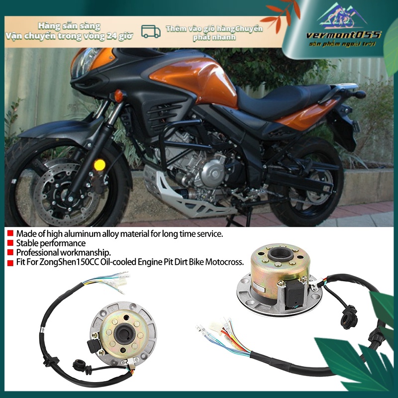 Có thể bán buôn Bộ dụng cụ động cơ Stator Rotor Magneto Coil Fit cho ZongShen 150CC Động làm mát bằng dầu Vermont055 Hàng giao ngay