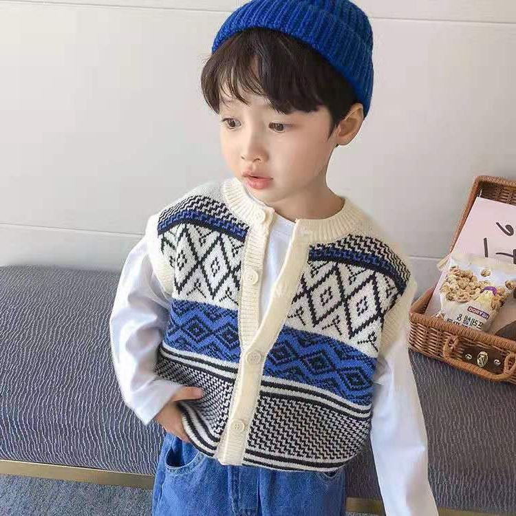 Áo khoác cardigan dệt kim phong cách Hàn Quốc xinh xắn cho bé trai