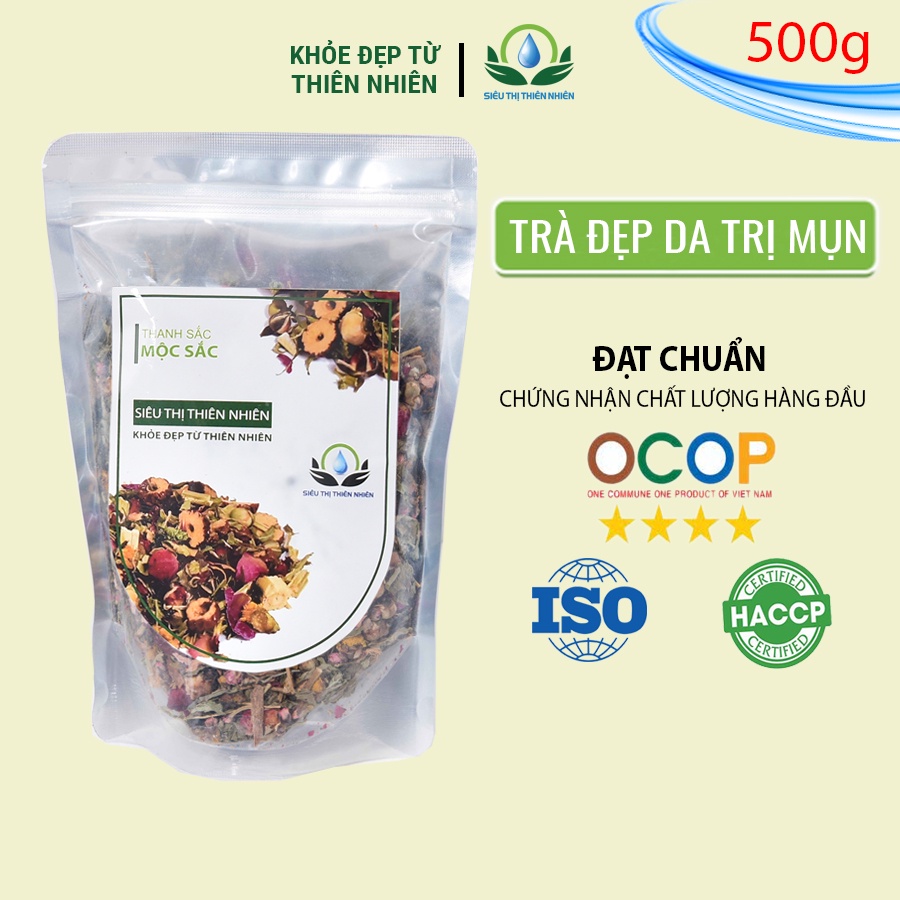 Trà đẹp da mộc sắc 500g, thanh sắc mộc trà của siêu thị thiên nhiên, hoa hồng, quế, táo đỏ, cỏ ngọt