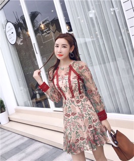 Đầm ren xoè thêu hoa qccc