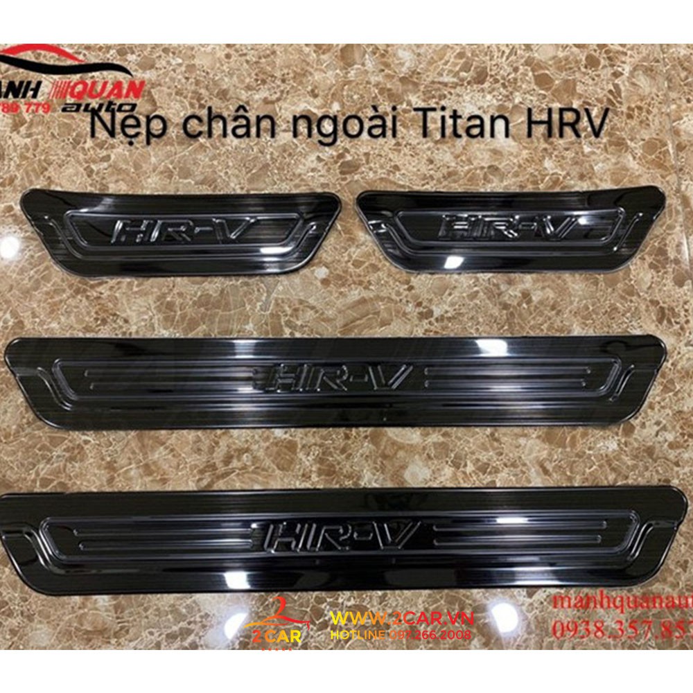 Ốp bậc cửa, nẹp bước chân trong, ngoài xe    Honda HRV 2018 2019 2020 2021 chất liệu Titan