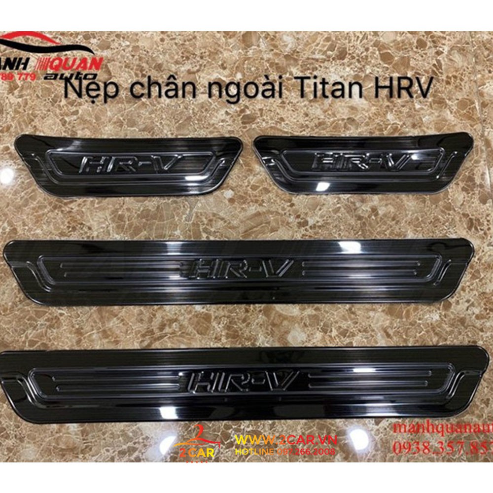 Ốp Bậc Cửa, nẹp bước chân Trong, Ngoài Xe Honda HRV 2018 2019 2020 2021 2022, chất liệu Titan