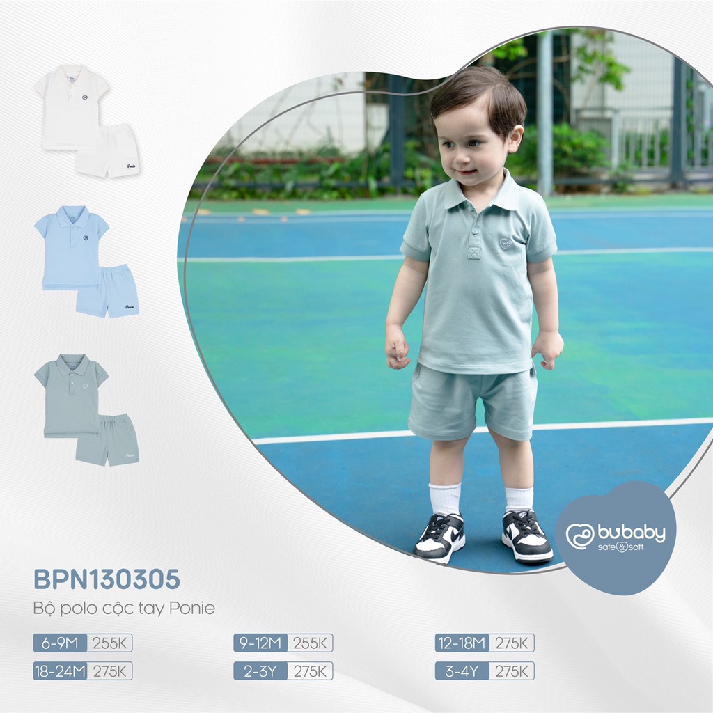 Bộ Polo cộc tay Ponie hãng Bu baby